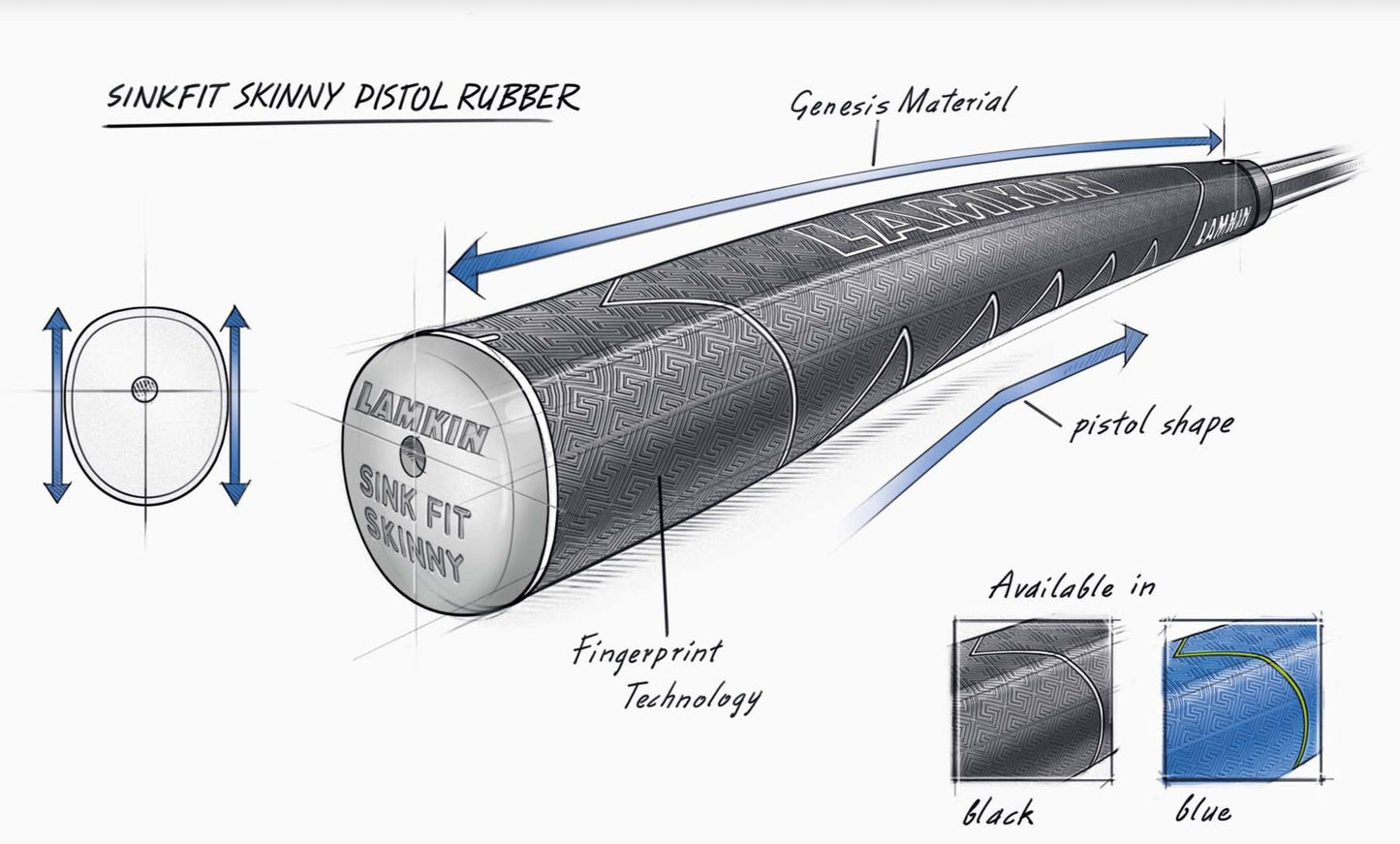 LAMKIN SINK FIT SKINNY PISTOL PUTTER GRIP - BLUE